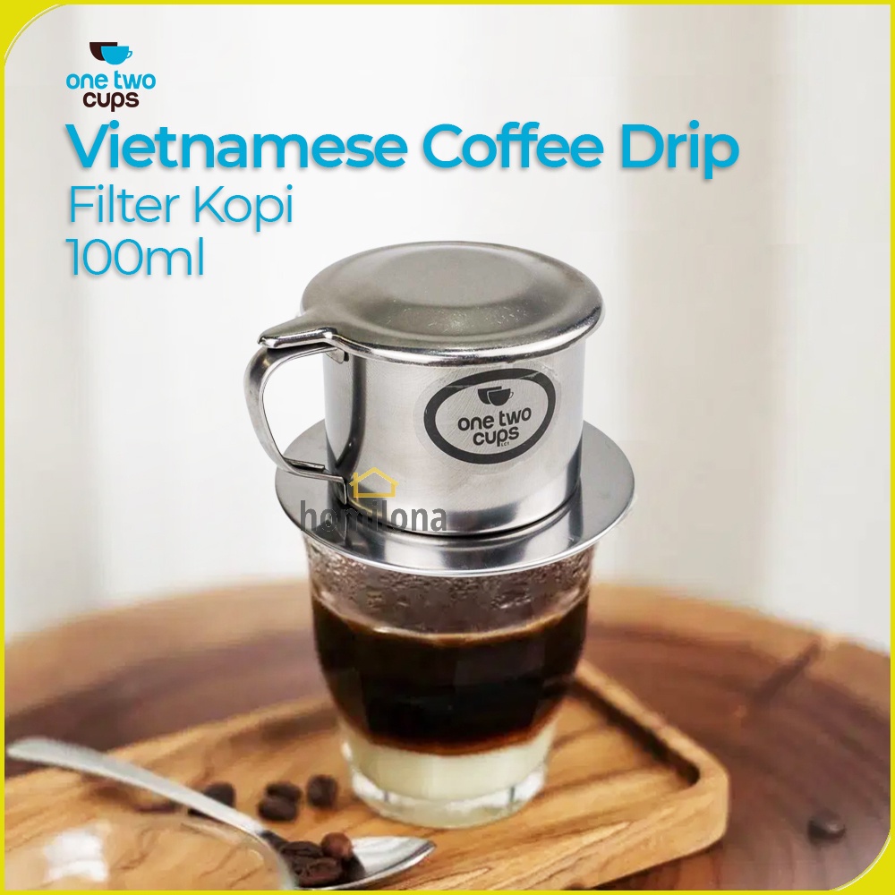 One Two Cups Filter Kopi Vietnamese Coffee Drip 100ml 8 7 Quai atau 50ml 6 Quai LC1 Silver