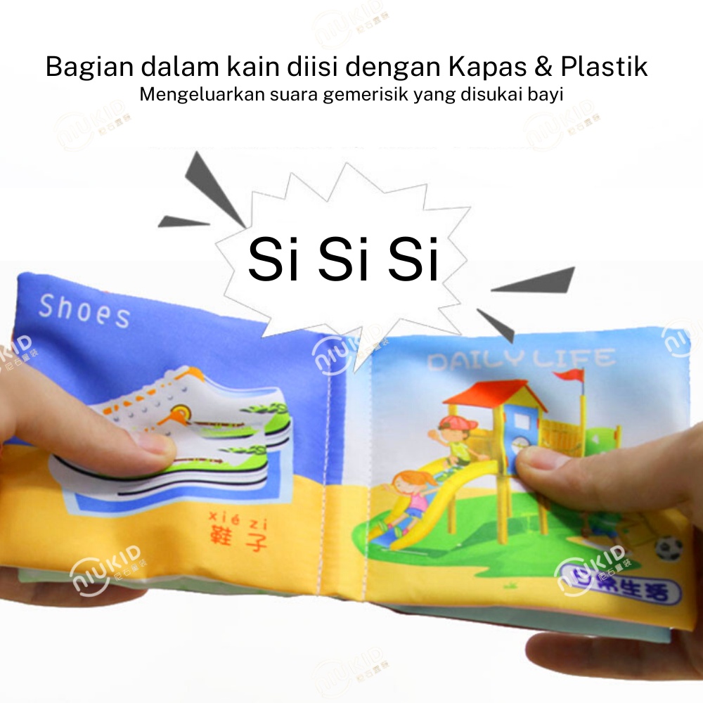 NIUKID BUKU BAYI KAIN PENDIDIKAN KARTUN BUKU BANTAL ANAK BABY CLOTH BOOK