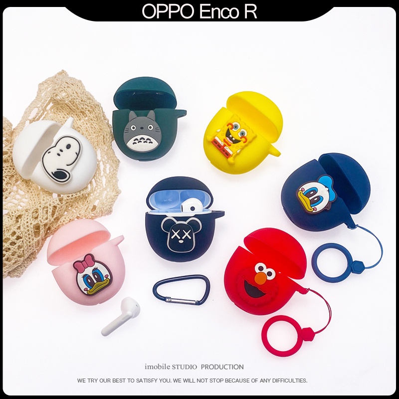 Case Earphone Kartun Untuk OPPO Enco R Silikon Nirkabel Bluetooth Headphone Cover Pelindung Dengan Kait