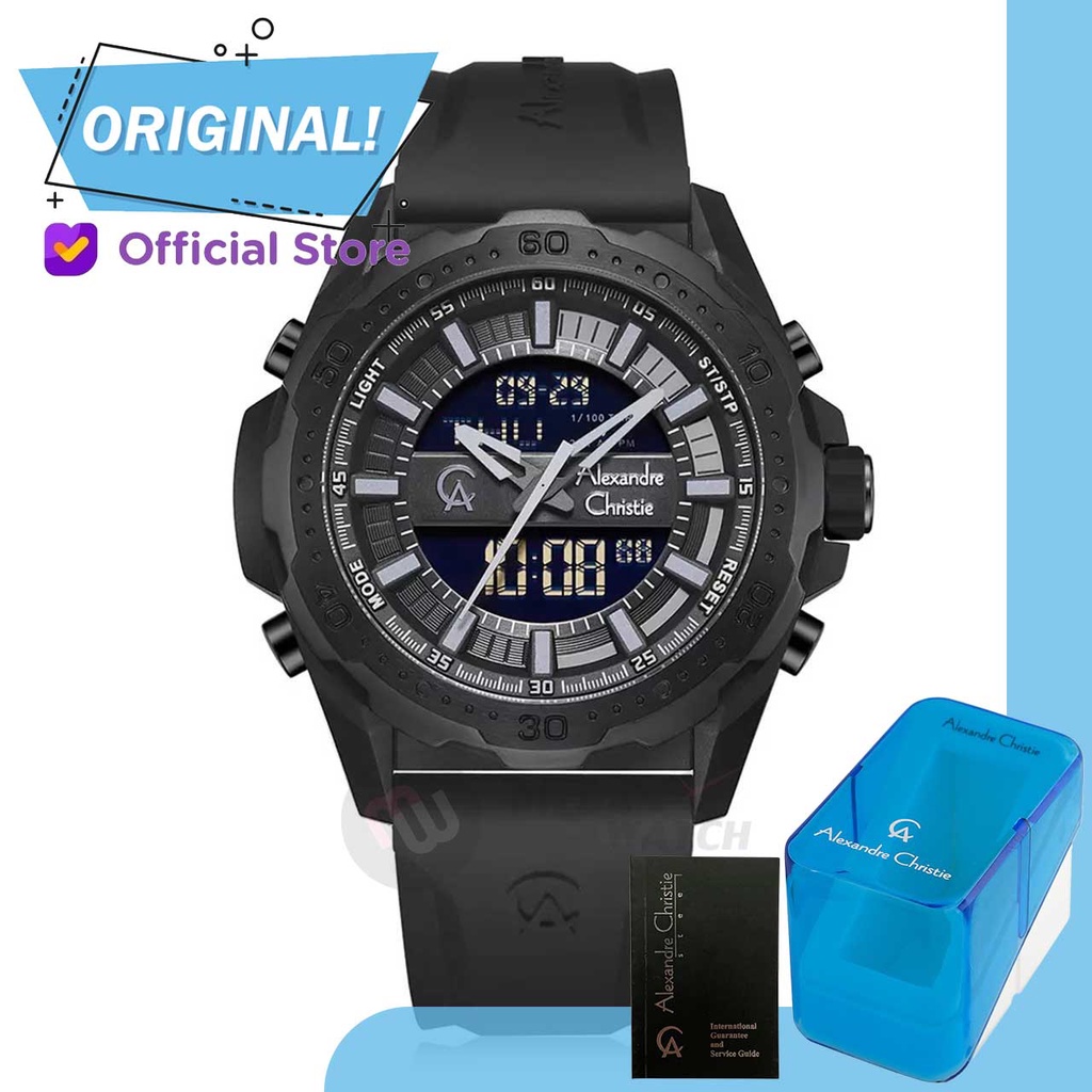Jam Tangan Pria Analog-Digital Alexandre Christie 9370MH AC9370 AC 9370 MH 9370 MHRIPBA Original Gar