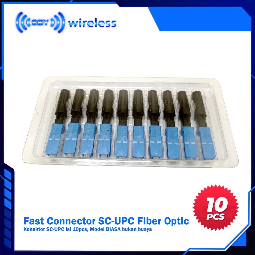 Fast Connector SC/UPC Fiber Optic / Konektor SC/UPC isi 10pcs, Model BIASA/ULIR/DRAT bukan buaya