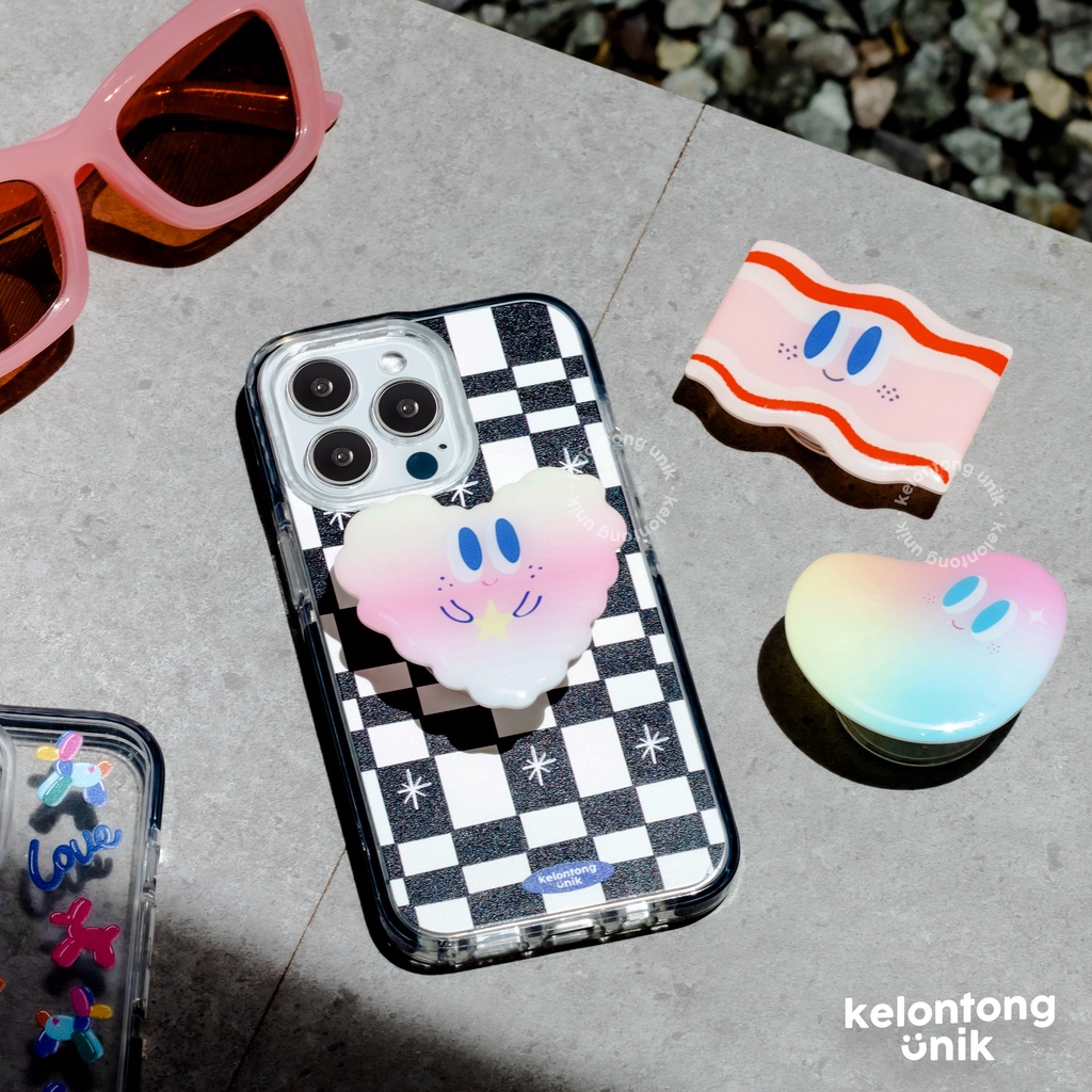 FUN POP - Griptok Resin Transparan/ Griptok Bening/ Phone Holder/ Phone Grip