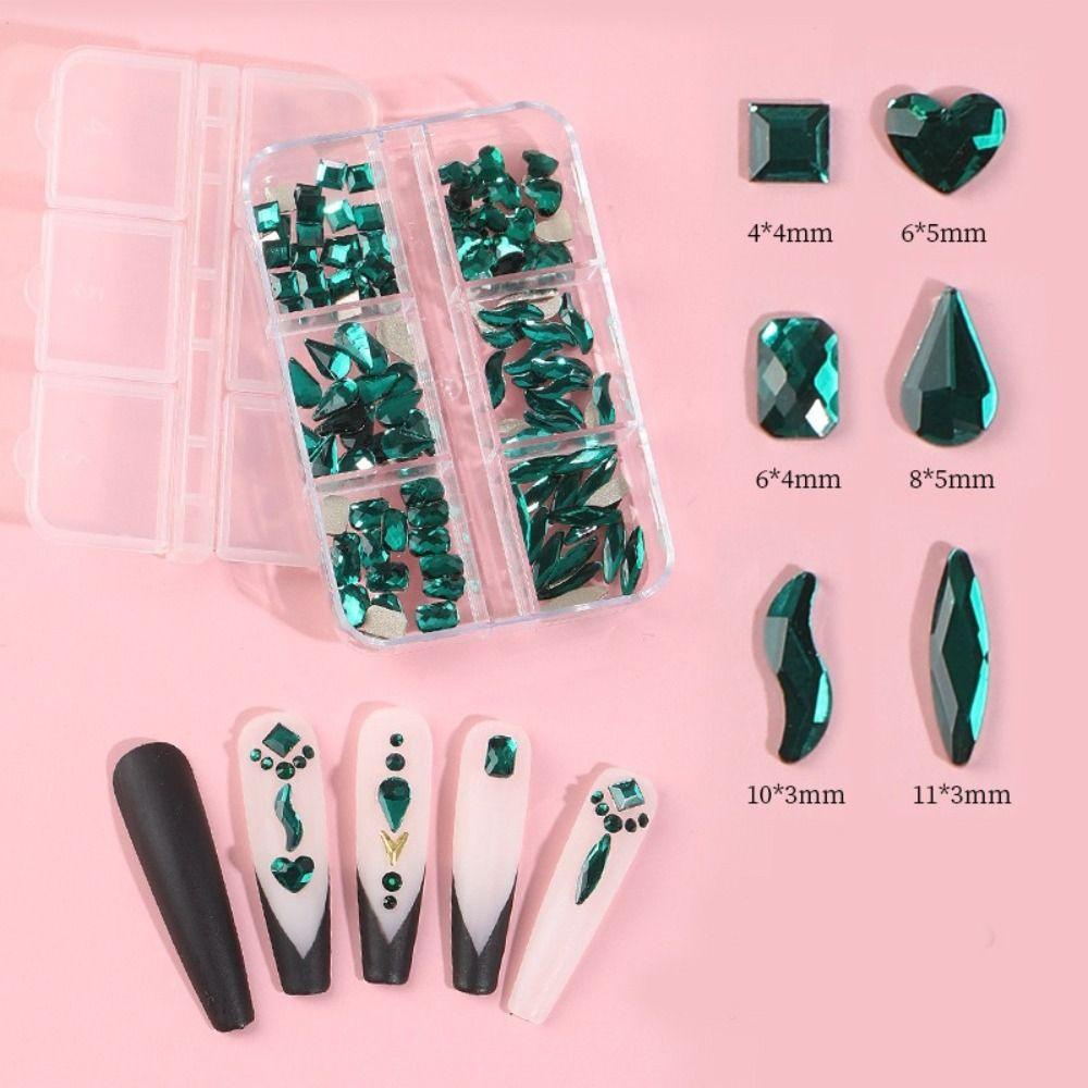 R-flower 6pcs/Set Nail Art Bor New Aurora Flakes Kaca Diamond