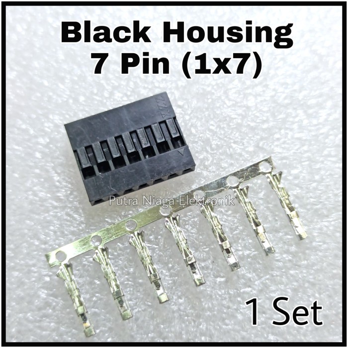 (1 Set) Black Housing 7p 2.54mm Konektor Hitam Dupont Female 1x7 7pin putr4n14 Kualitas Baik