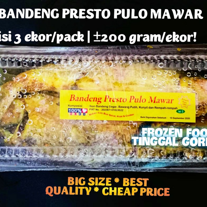 

Bandeng Presto Pulo Mawar Isi 3 Ekor/Pack Ukuran Besar 200 Gram/Ekor! Tx0437