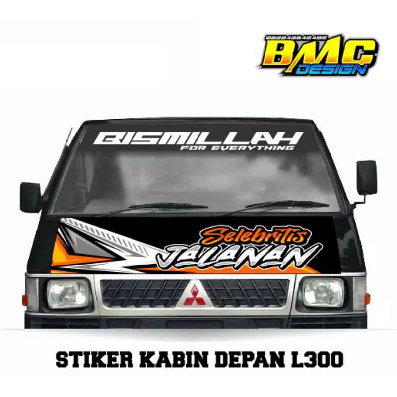 stiker kabin depan + tulisan kaca L300, stiker kabin L300