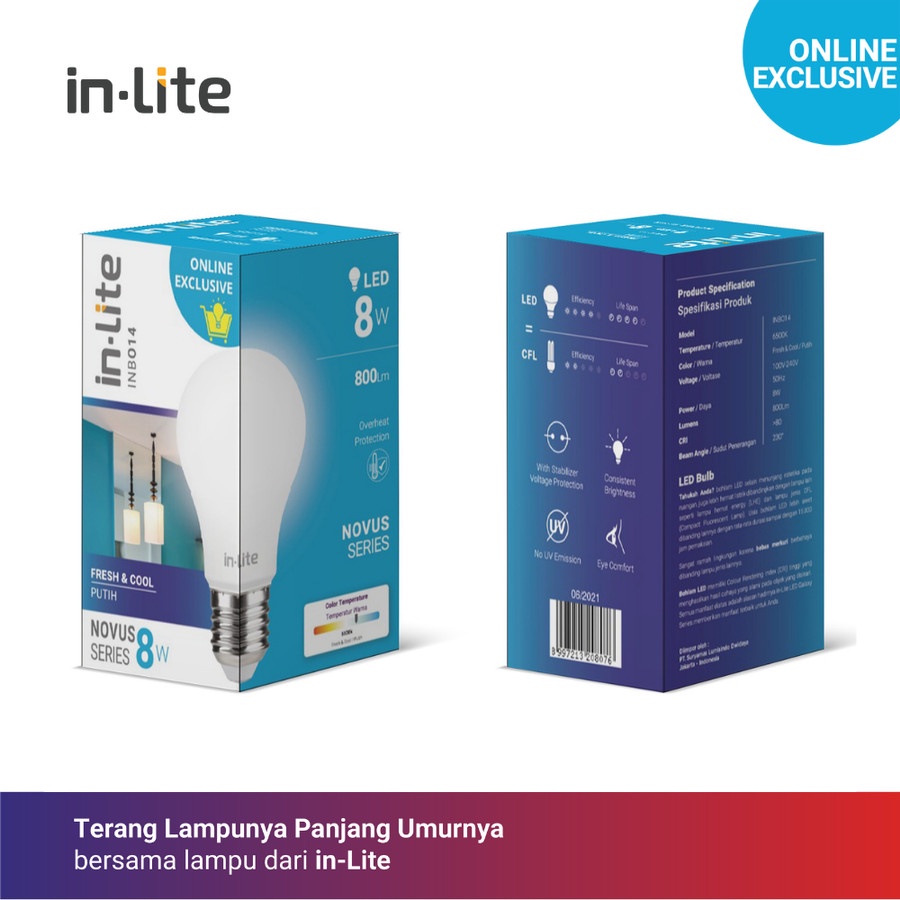 INLITE LAMPU BULB LED 6 WATT NOVUS INB014 LAMPU MURAH BERGARANSI