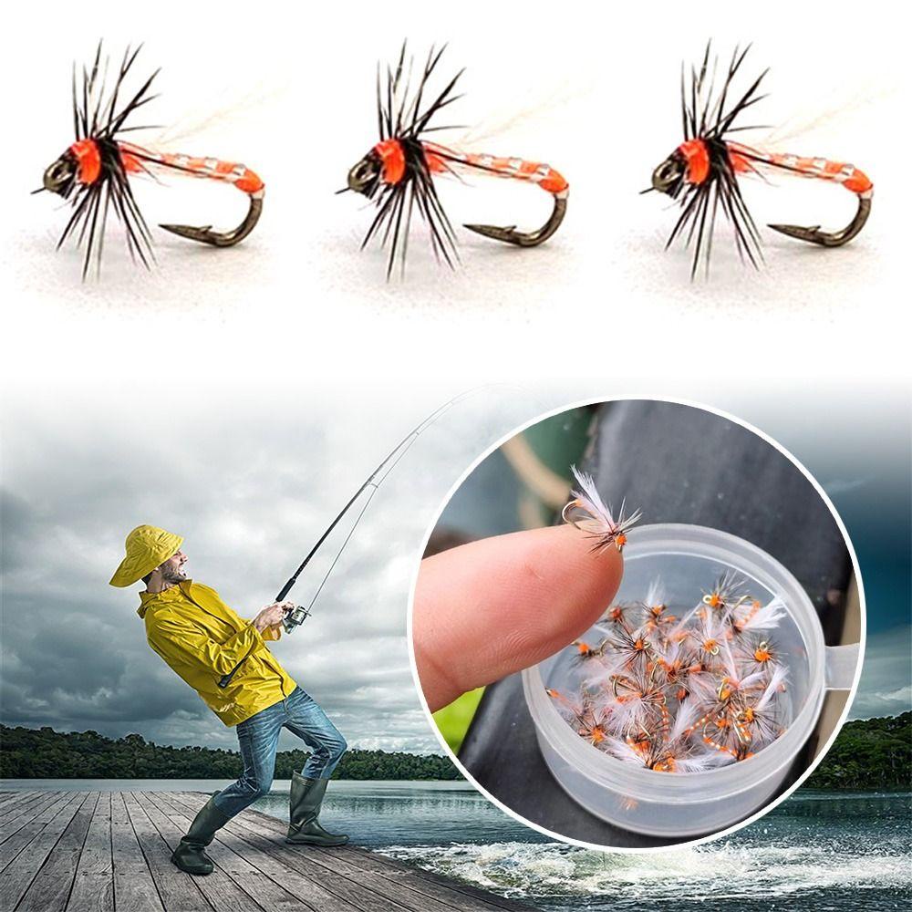 Top 5pcs/box Umpan Pancing Fly Trout Panas Serangga Engkol Renang Treble Hooks Brown Caddis