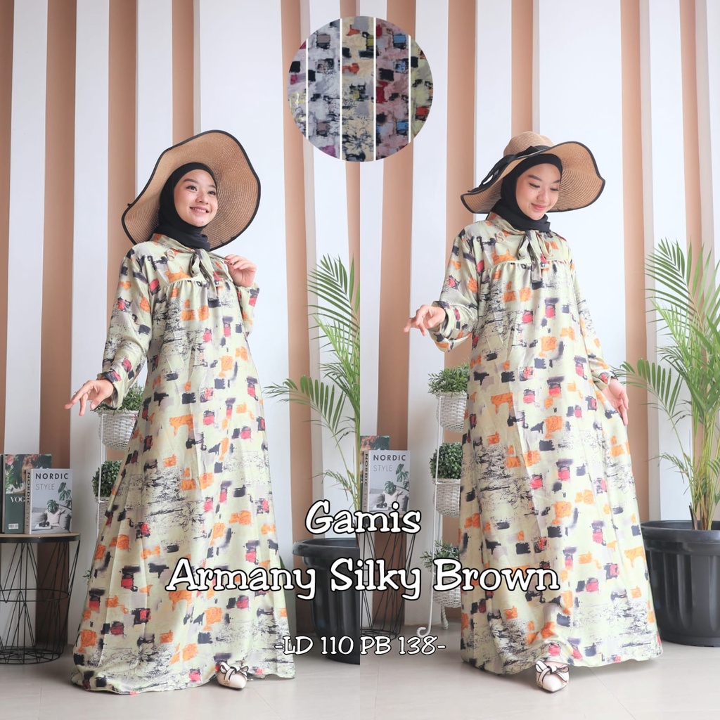 Gamis Armani Silk Terbaru | Gaun Muslim Perempuan Dewasa Bahan Silk Size Jumbo