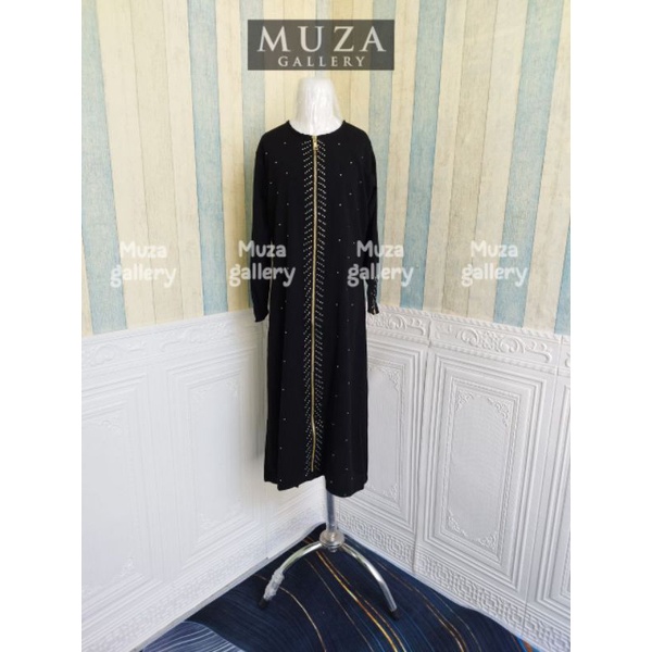 MUZA ABAYA HITAM ZIPER MATA