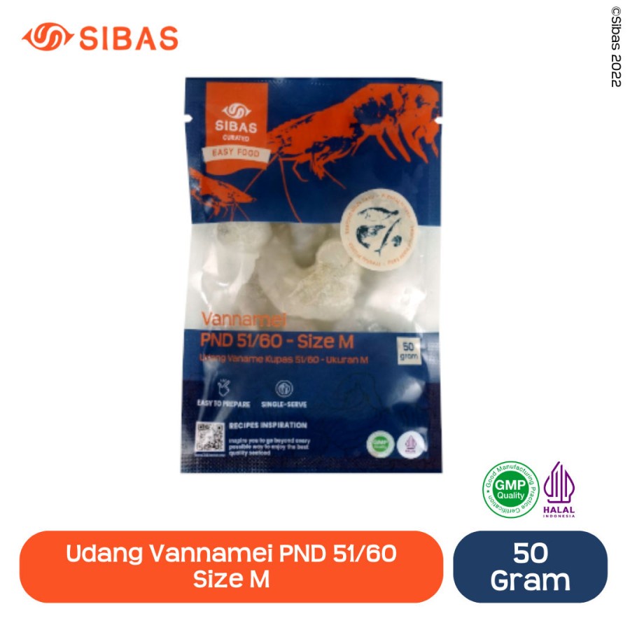 SIBAS UDANG KUPAS 50GR / SIBAS VANNAMEI PND 51/60 SIZE M