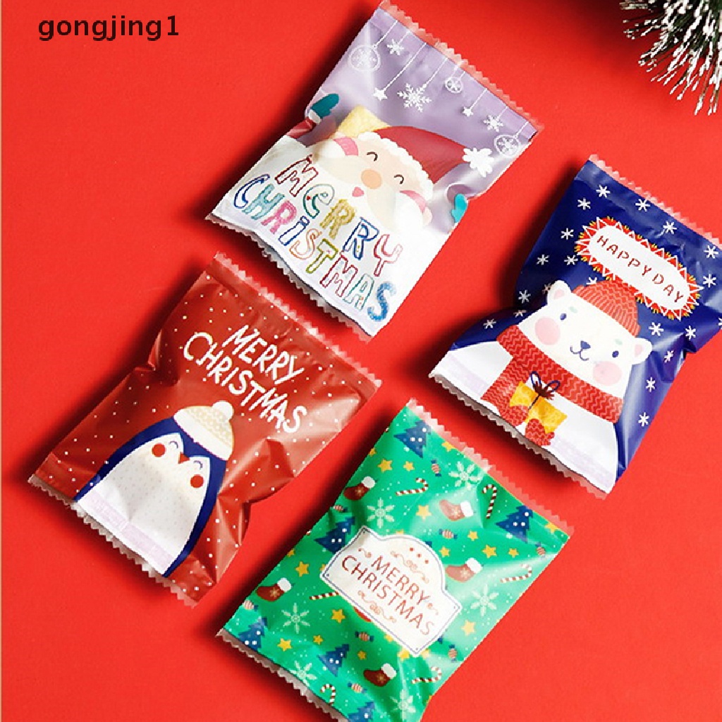 Ggg 100pcs Santa Cookie Hot Seal Bags Untuk Kemasan Biskuit Permen Nougat Handmade ID