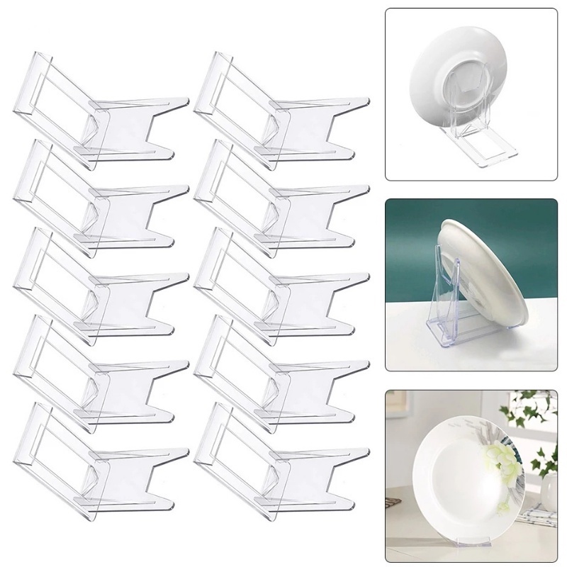 2pcs Removable Dishes Tempat Piring Piring Buku Bingkai Foto Postcard Stand Akrilik Bening Display Kuda-Kuda Praktis Dekorasi Perlengkapan Penyimpanan Ponsel Tablet Penyangga Bracket