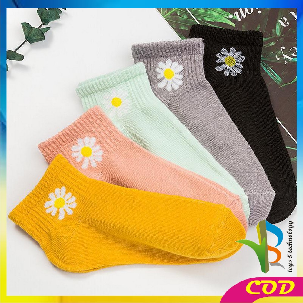 RB-P282 Kaos Kaki Motif Bunga Aster / Kaos Kaki Ankle Sock Motif Bunga Daisy Cute / Kaus Kaki Girl Korea Panjang Semata Kaki Import