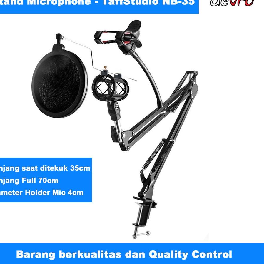 Garansi Termurah Stand Mikrofon - Stand Microphone dgn Pop Filter dan Holder Smartphone - Stand HP - Taffstudio NB-35