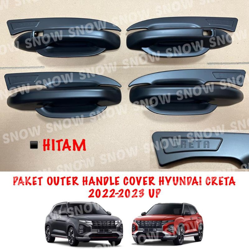 Paket Outer Handle Cover Hyundai Creta 2022 2023 UP Hitam