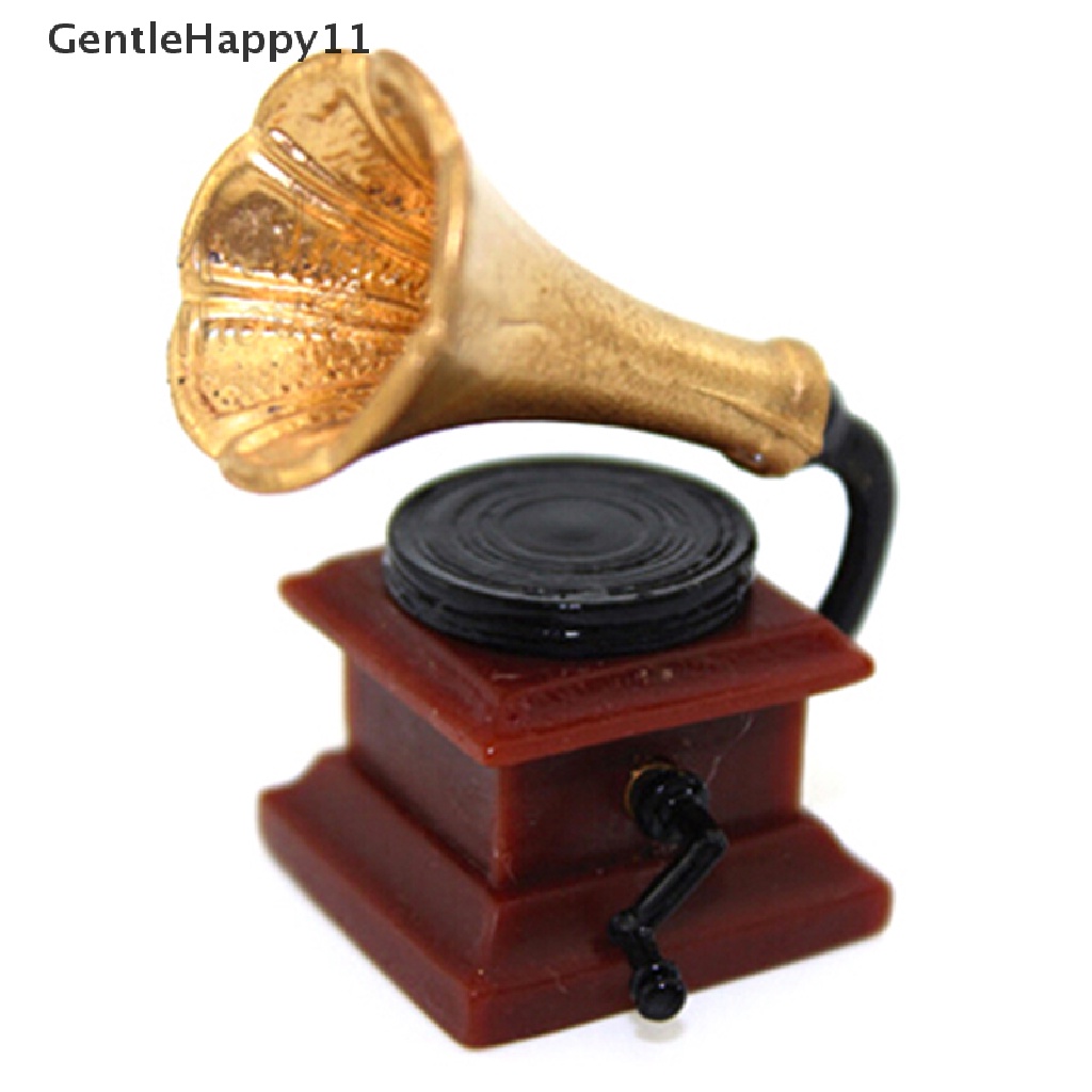 Gentlehappy1:12 Miniatur retro phonograph Rumah Boneka diy Aksesoris Dekorasi Rumah Boneka  Id