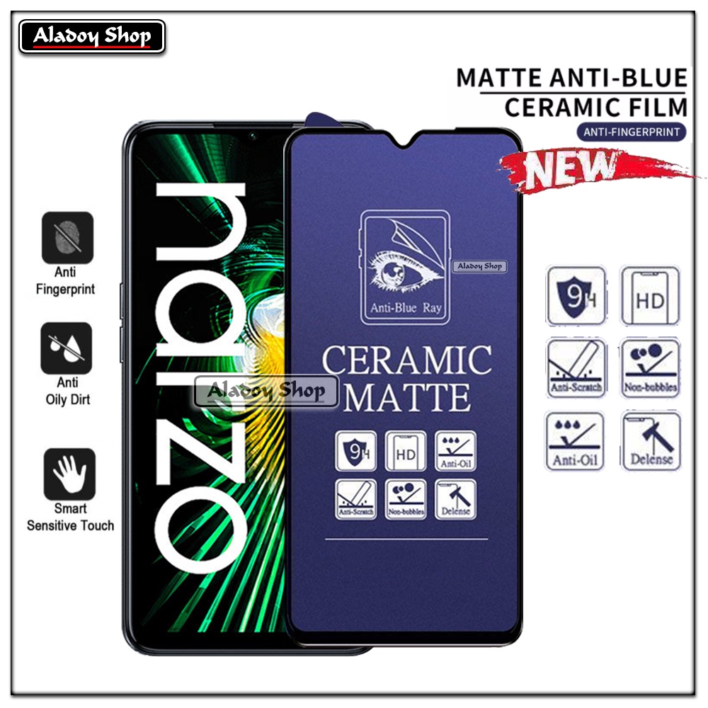 PAKET 3IN1 Anti Gores Blue Matte Anti Glare Realme Narzo 50 + Tempered Glass Camera dan Skin Carbon