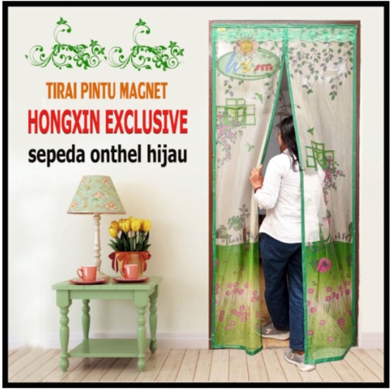 TIRAI PINTU MAGNET ANTI NYAMUK HONGXIN - ONTHEL HIJAU