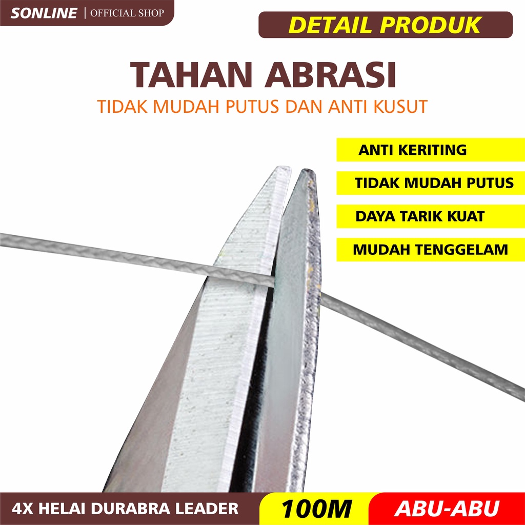 SONLINE Tali Pancing 100M Senar Pancing Fishing Line Strength 3.10kg-18.5kg Sangat kuat 100Meters Tali Pancing SW