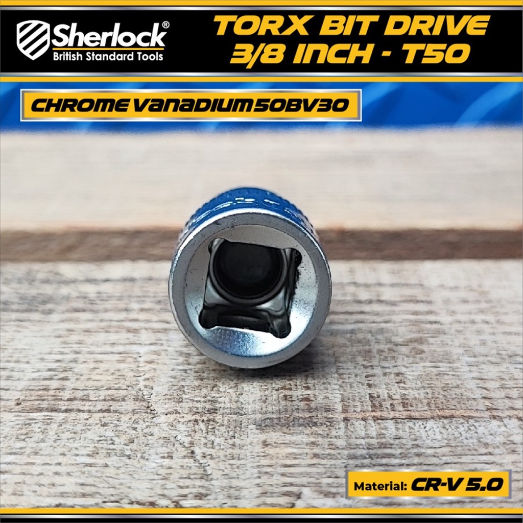 Mata Kunci Sok Bintang Drive 3/8 &quot; inch Sherlock Torx Bit Tampered T50