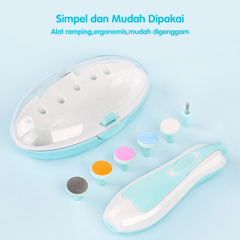 Holiven Gunting Kuku Bayi - Pemotong Kuku - Nail Trimmer Baby - Baby Set Trimmer - Alat Kikir Kuku Elektrik/Kaki dan Tangan 6 in 1 Pemotong Kuku