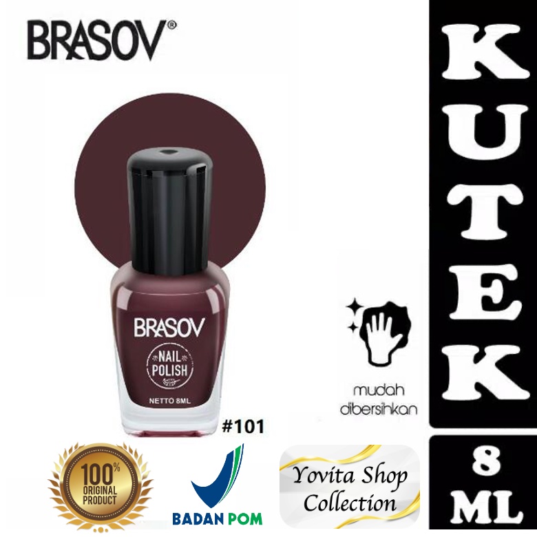 Kutek Brasov Merah Maroon Halal Murah 8ml No 101 | Cat Kuku Nail Polish 8ml BPOM