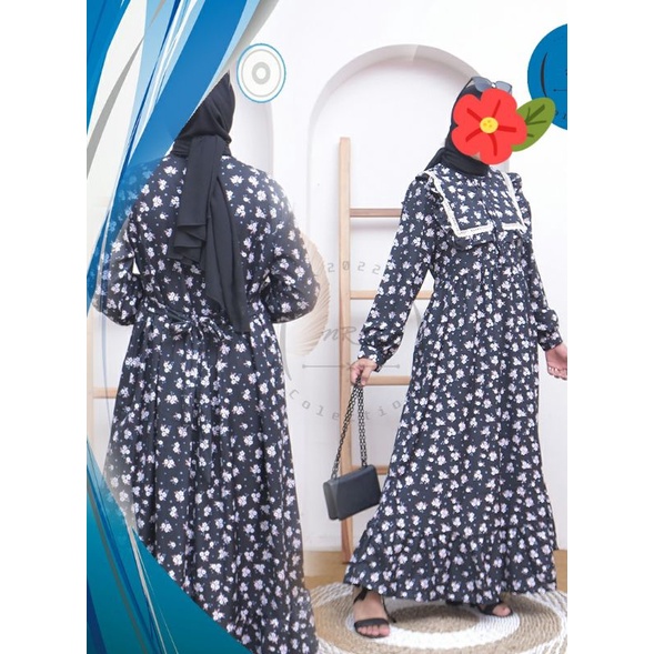 Gamis Ceruty Renda Motif Bunga-bunga