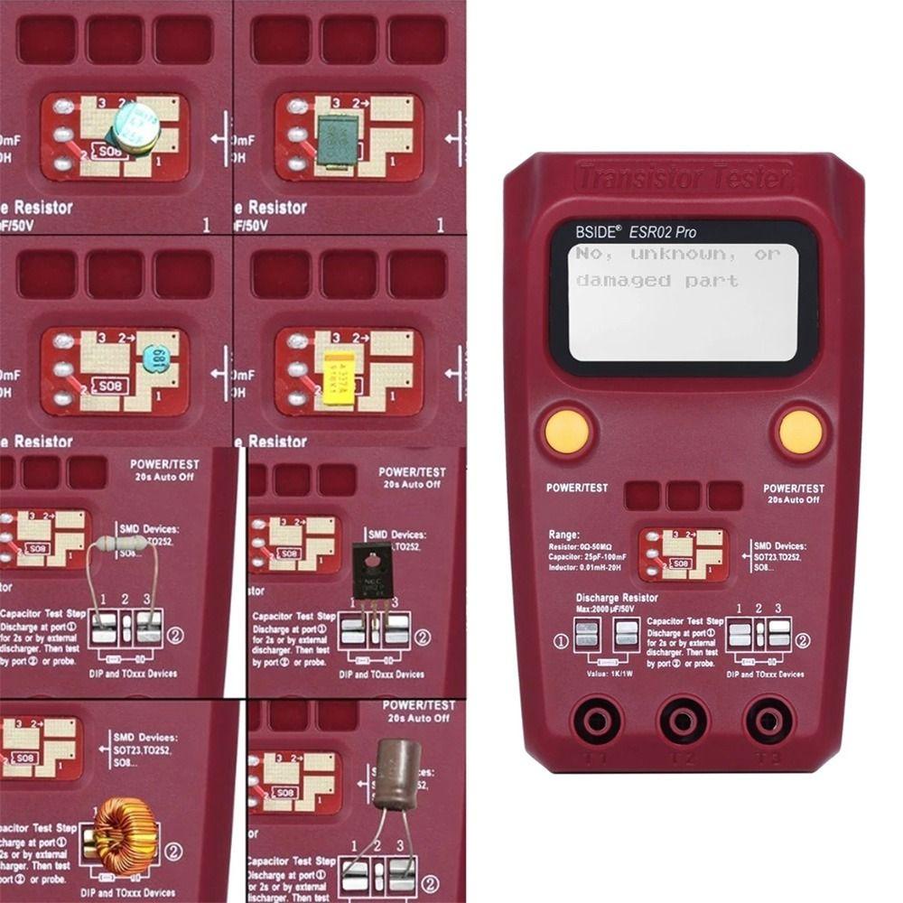 Solighter Digital Transistor Tester BSIDE ESR02 Pro Presisi Tinggi Dengan Pinset Komponen SMD