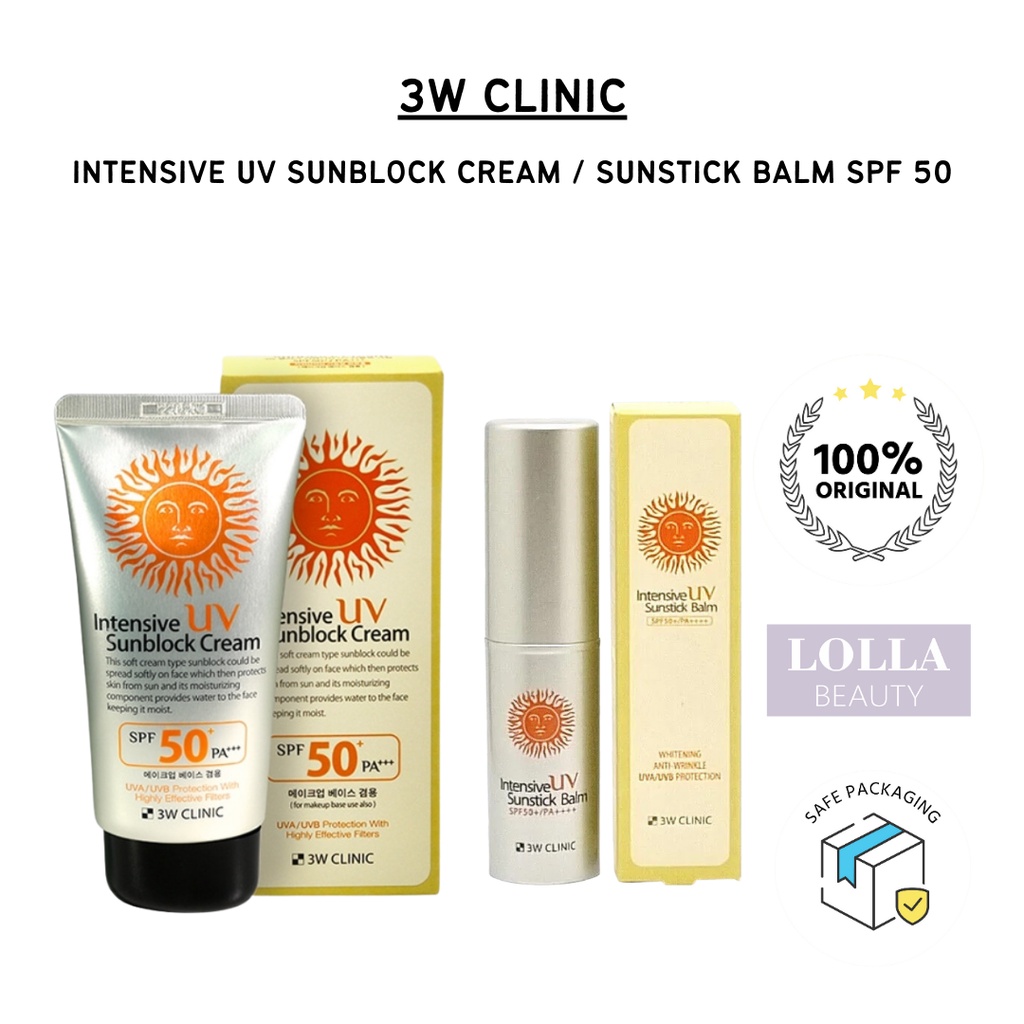 3W CLINIC - Intensive UV Sunblock Cream / Sun Stick Balm SPF 50+PA+++
