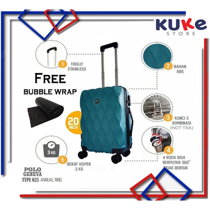 Kopp [Free Bubble] Koper 20 Inch Polo Geneva Type 025 Ukuran Kabin - Koper