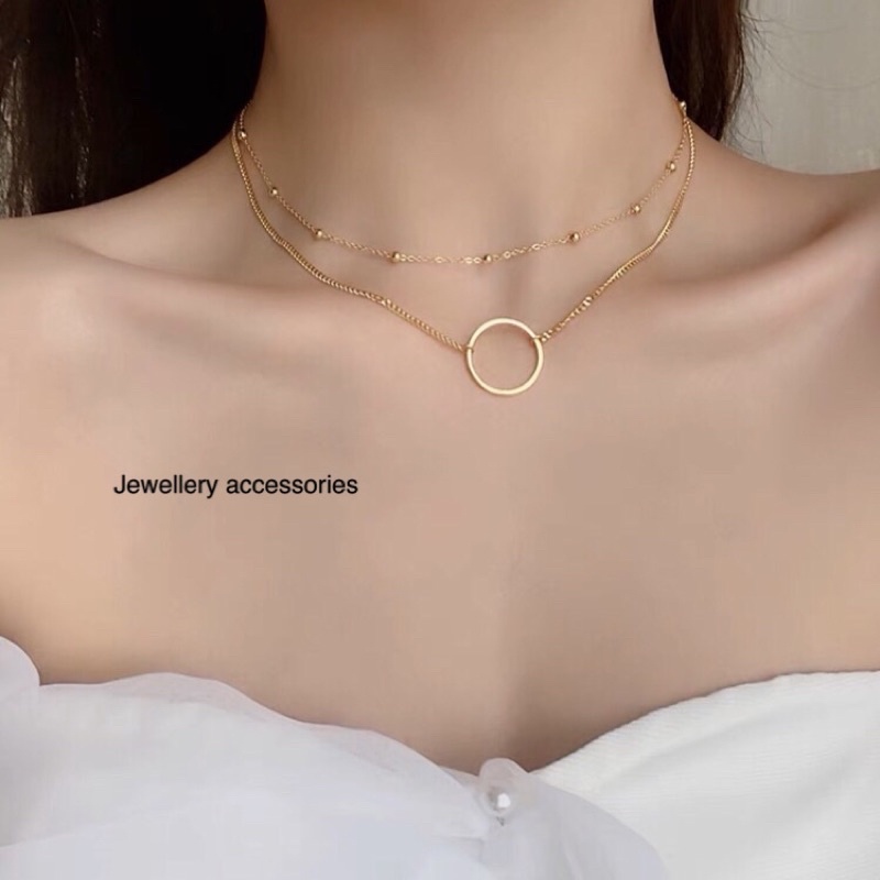 Kalung Titanium 2 Layer Biji Lada Korea Elegant Fashion Style