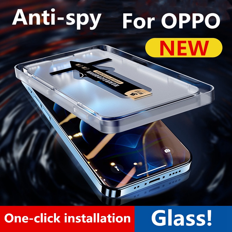 Luxury HD Pemasangan Sekali Klik Tempered Glass Untuk OPPO Reno2 3 4 4SE 5 Lite 5K 5Z 6 7 7SE 8 Pro Plus Pelindung Layar Anti Spy Tempered Glass