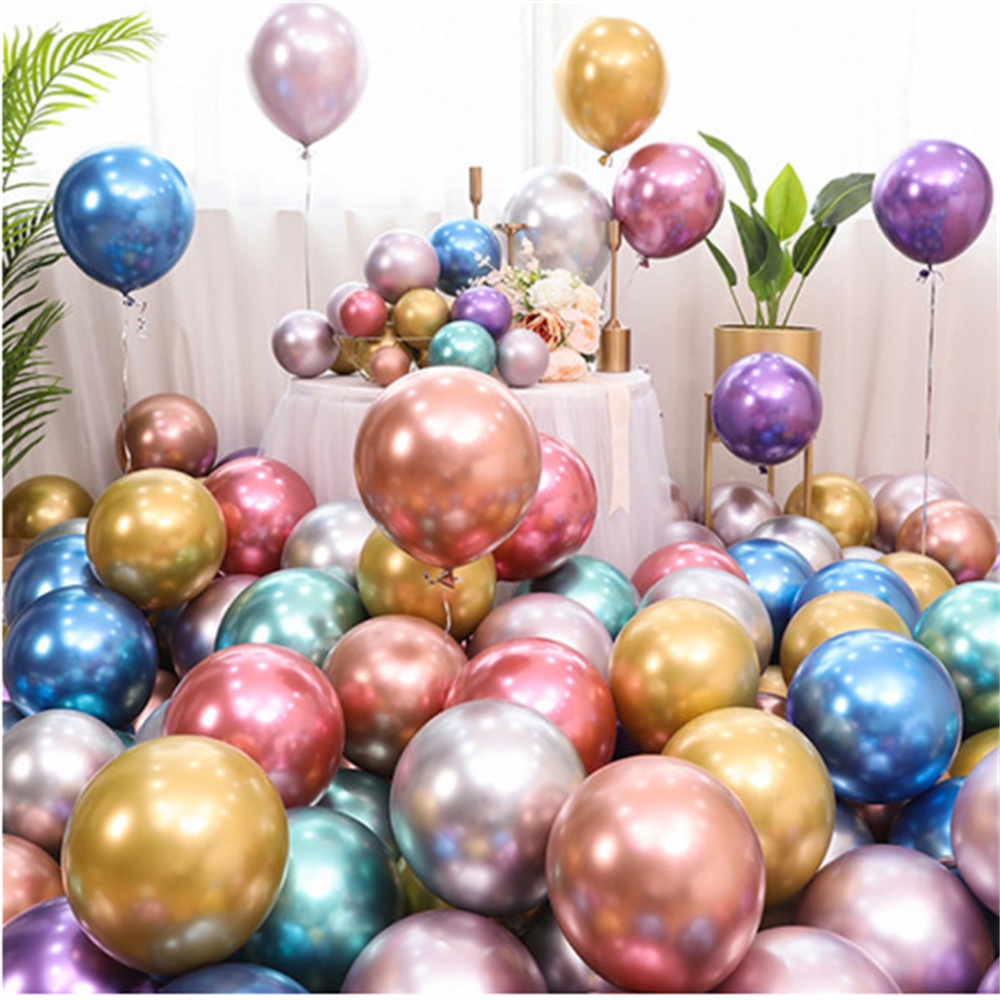 ღ 50PCS 10Inch Logam Chrome Balon Lateks Tebal Logam Balon Lateks Balon Pesta Dekorasi Set untuk Pernikahan Ulang Tahun pesta Dekorasi Persediaan