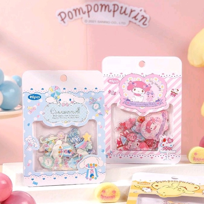 

KIYOWO 48 PCS STICKER SANRIO CUTE BAHAN PVC