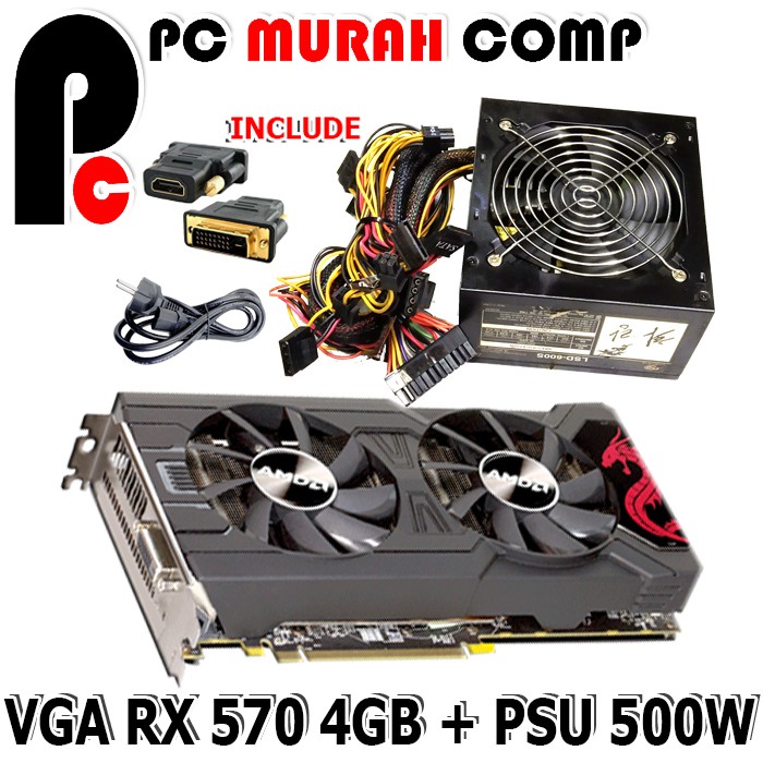 VGA Card ddr5 256bit dan Power Supply 500w-600w / 500 Watt - 600 Watt Gaming Paket Lengkap