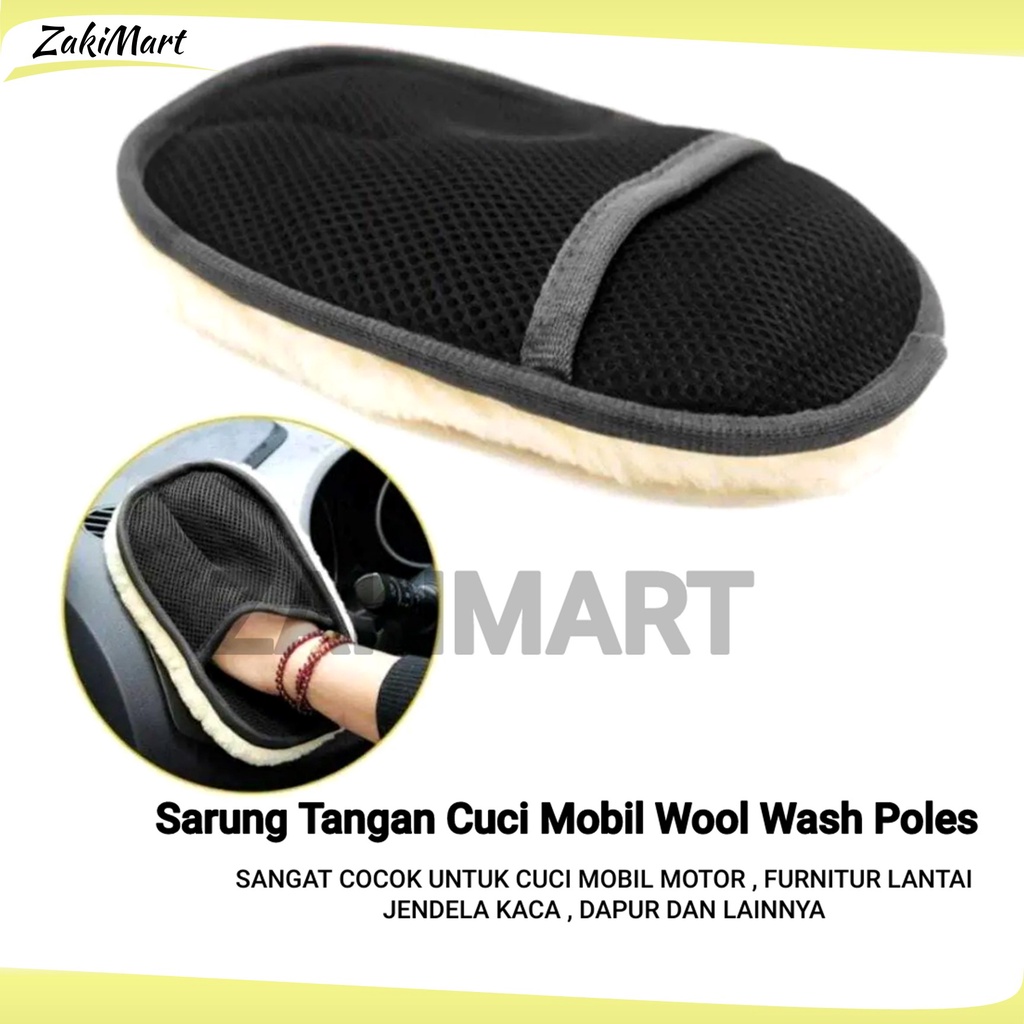 Sarung Tangan Cuci Mobil Wool Wash Poles Mobil Kain Lap Chamois Wool