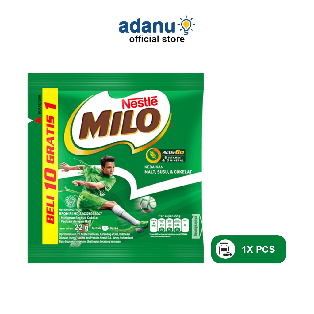 

MILO ACTIV-GO SACHET 22Gr Susu Coklat / Susu Bubuk Milo Sachet 22 Gr / Milo Sachet 1Pcs