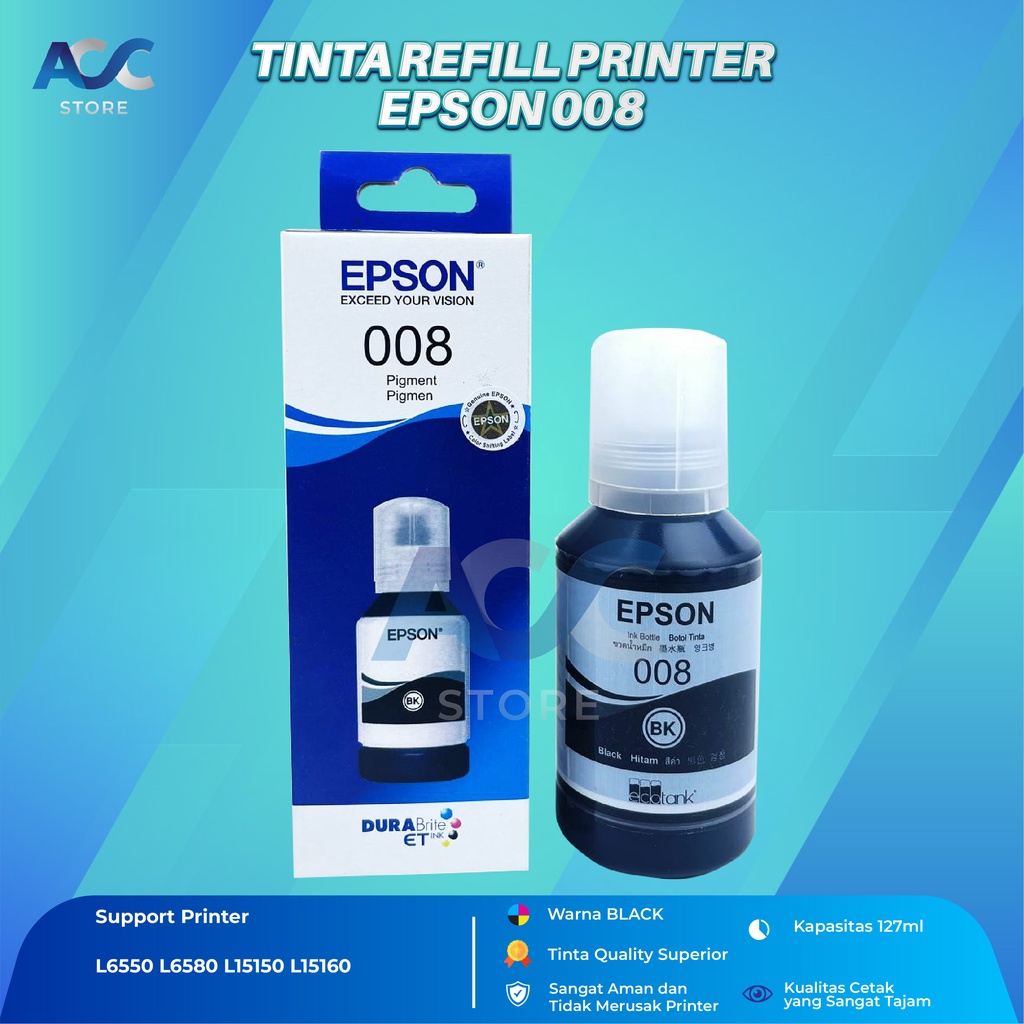 Tinta Epson 008 Black Isi Ulang Printer L6550 L6580 L15150 L15160 Premium