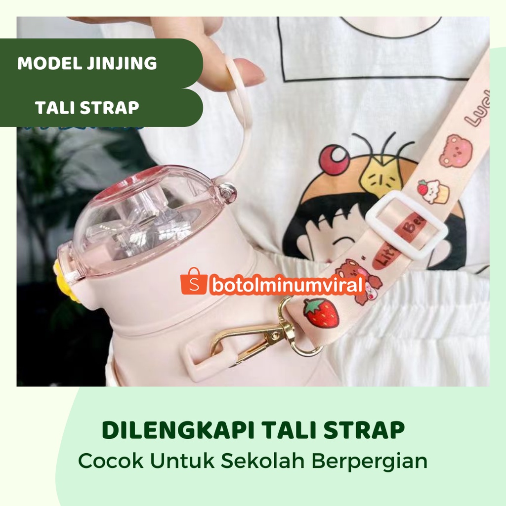Botol Minum Viral Beruang Korea Tali Sedotan Lucu BPA FREE 700ml Ori