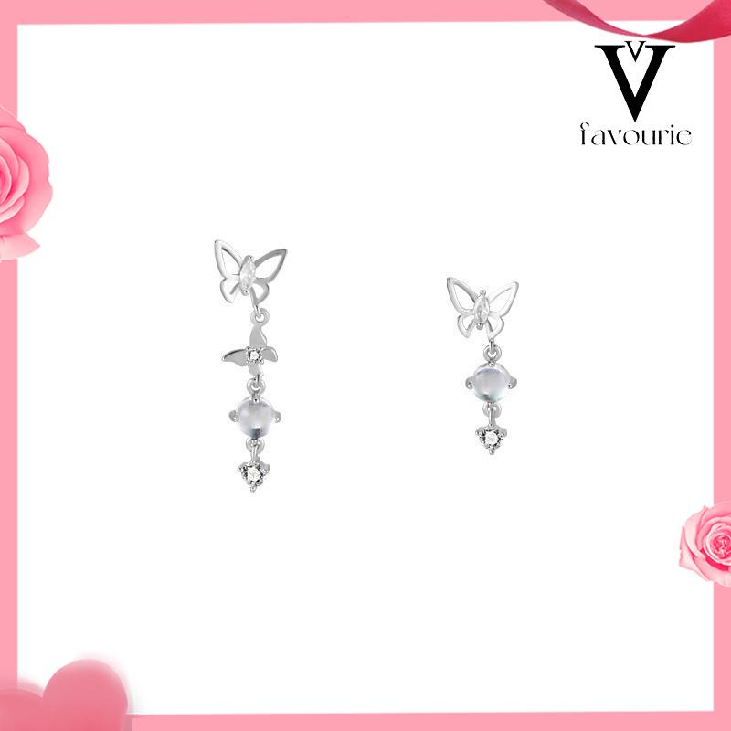 CODS925 Anting Rumbai Kupu-kupu Asimetris Perak Desain Mewah Anting Premium Sense-FA