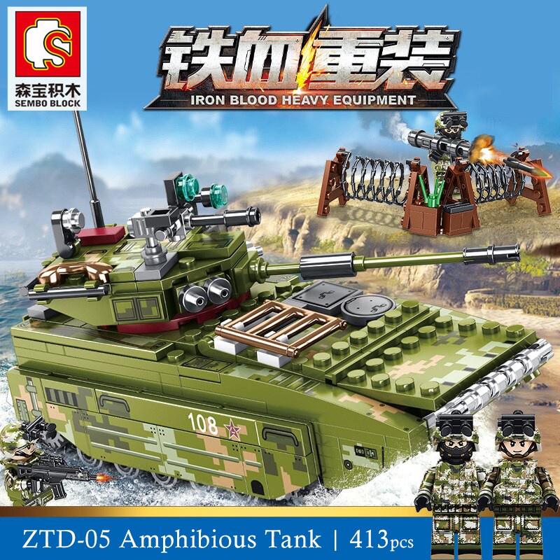 Brick Mobil Tank Amfibi Militer Army