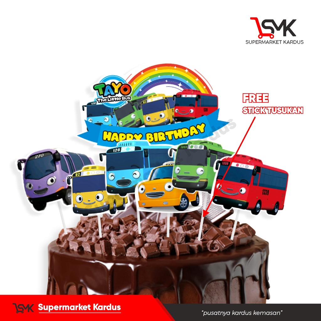 Topper Cake Karakter - topper cake happy birthday - Tayo - Frozen - Animal - Spiderman - upin-ipin-S