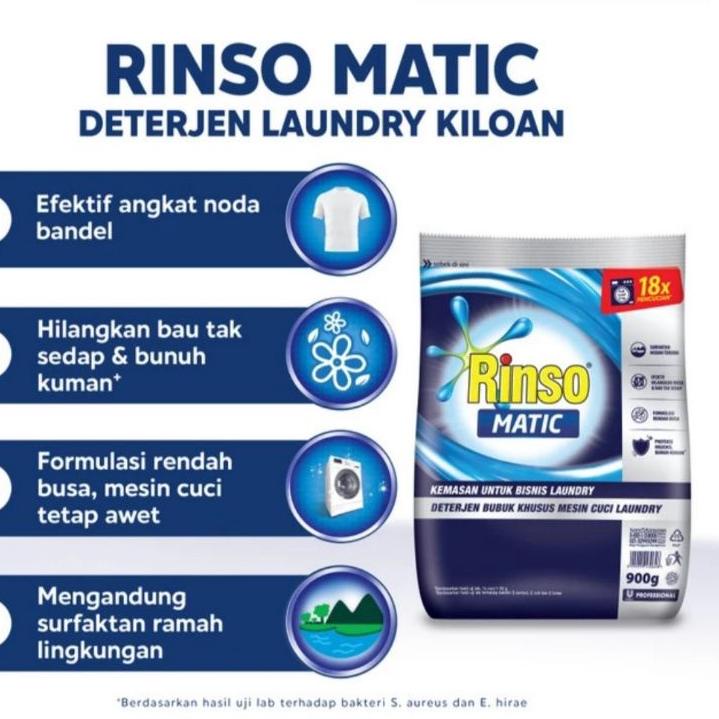 Realpct Rinso Matic Powder 900 gram /Rinso bubuk / Detergent Bubuk