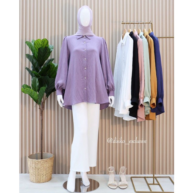 Blouse Polos Elegant , Katun Polo Linen , Original Disiko Exclusive , Blouse katun wanita murah.