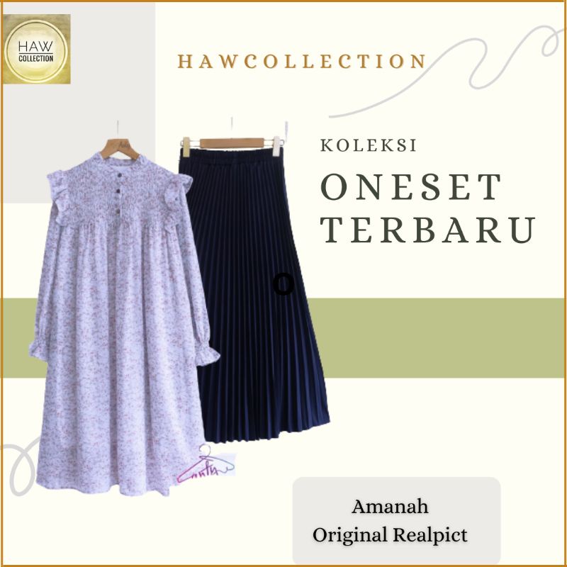 Setelan Tunik Ceruty Babydoll Import Wanita Futary Set By Anty's Baju Satu Set Rok Plisket LD 108