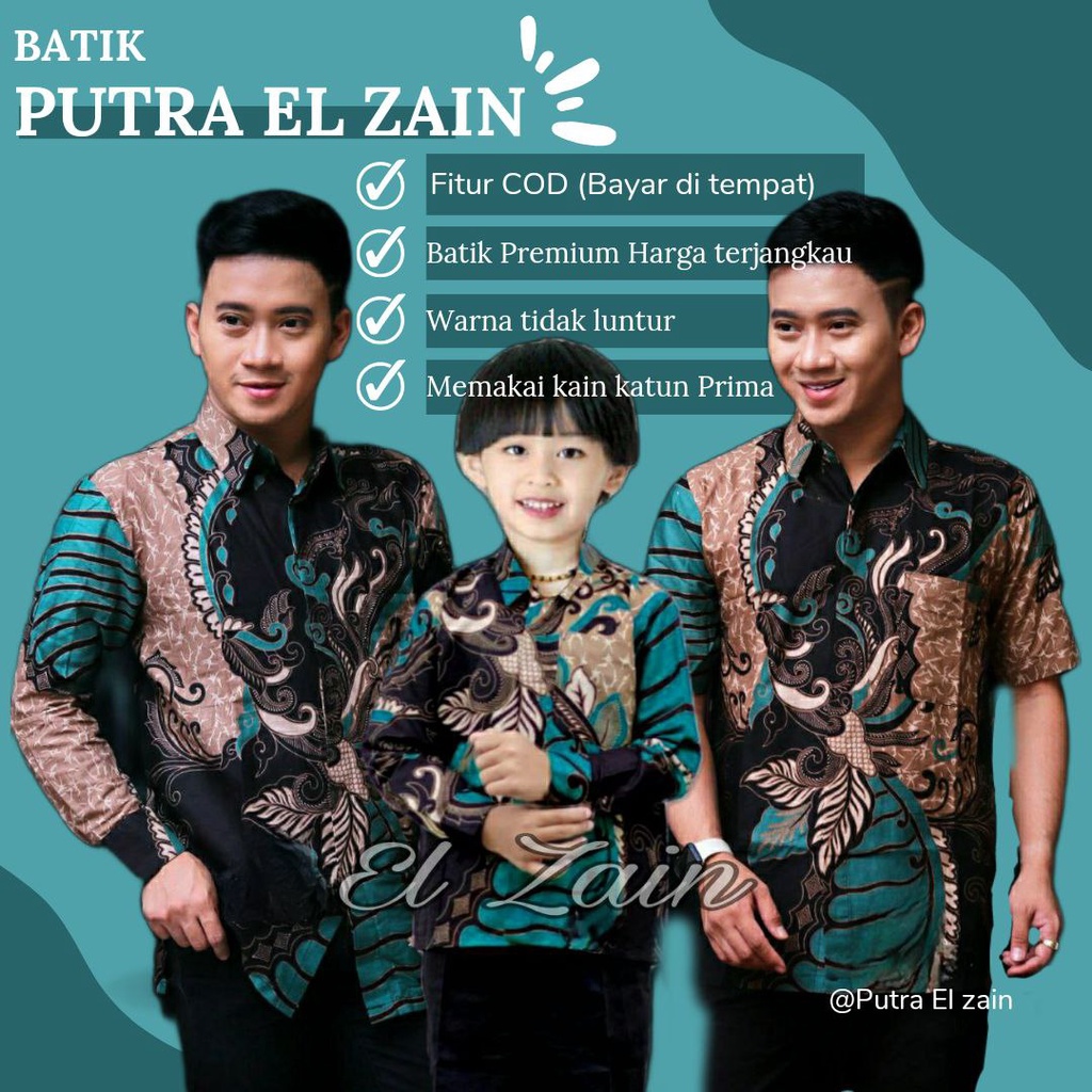 BATIK PUTRA EL ZAIN TERBARU Couple sweet || couple batik ayah dan anak cowok Batik Sangkuriang Hijau Batik 2023