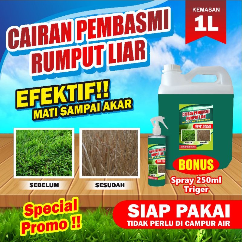 PROMO Cairan Pembasmi Rumput Liar jurigen 1 liter FREE Spray 250 ml Trigger