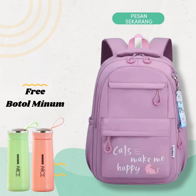 Tas Ransel Sekolah Wanita Tas Ransel Terbaru Cats make Tas Lucu Perempuan