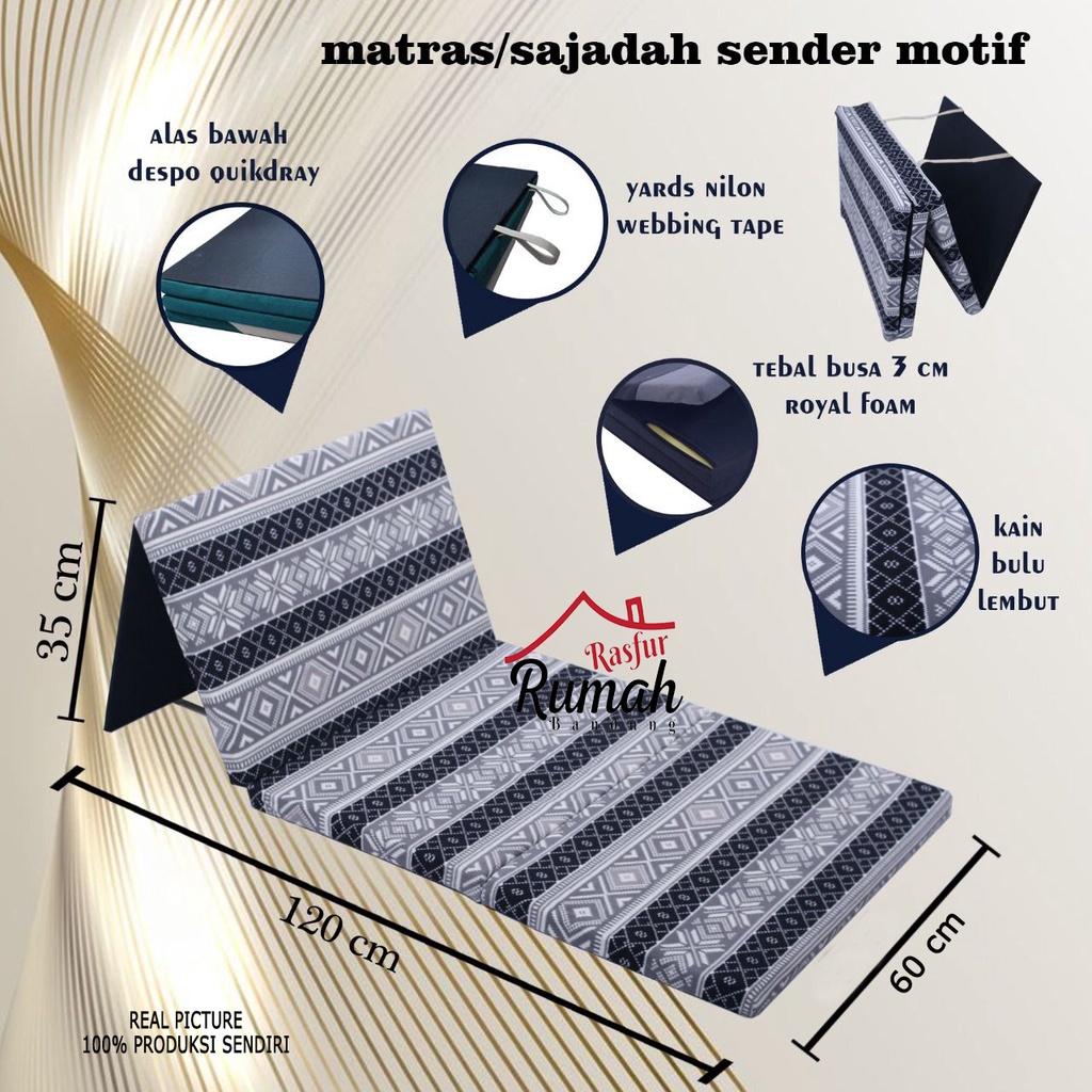 Sejadah Lipat | Sandar | Multifungsi Ukuran 120x60cm Tebal 4cm